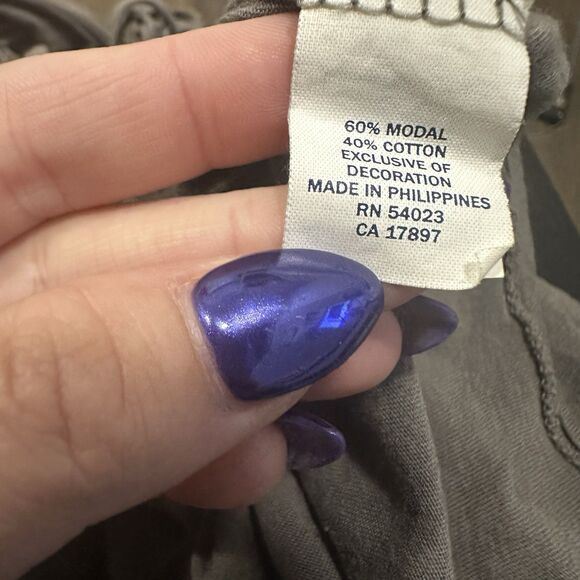 Old Navy Gray Large Button Front Ruched Tank Top Bow Tie Strap Y2K Boho Indie - Picture 7 of 8